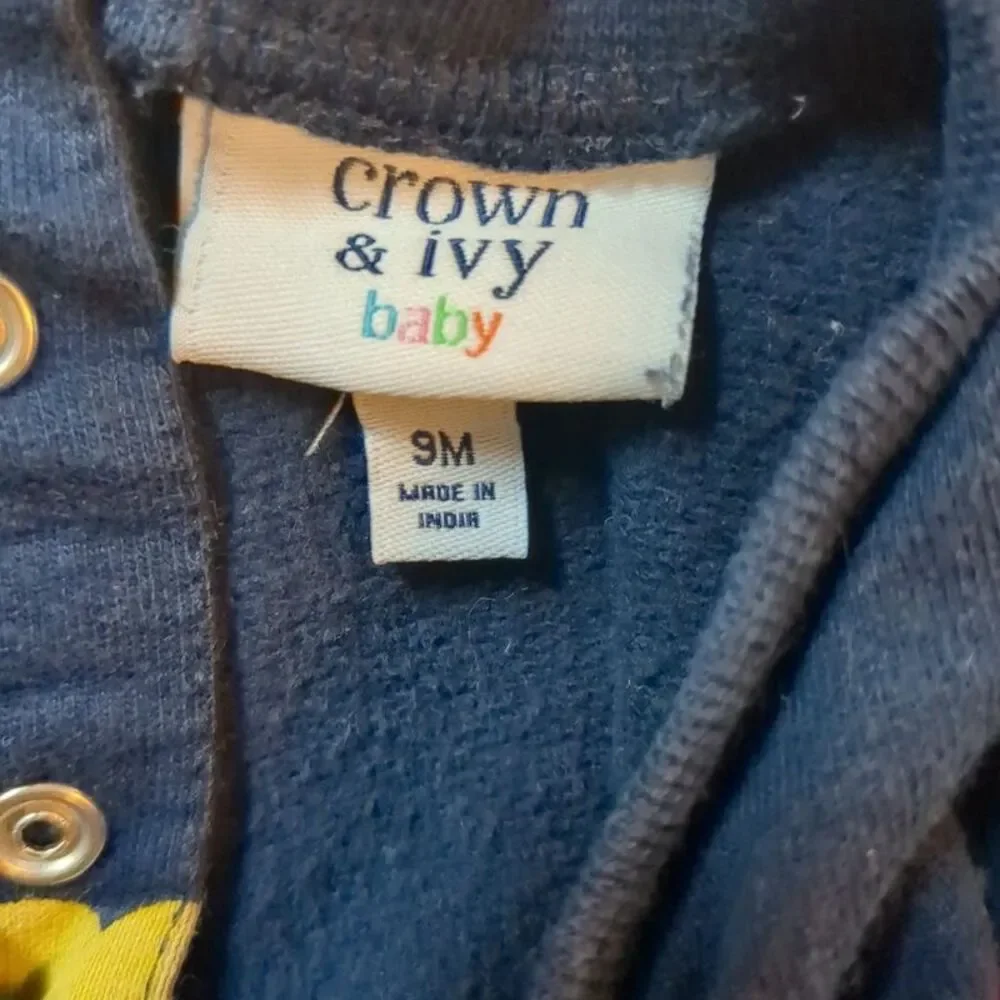 Crown & Ivy Baby Navy Blue Colorful Heart Cotton Outfit Set - Girls 9 Months